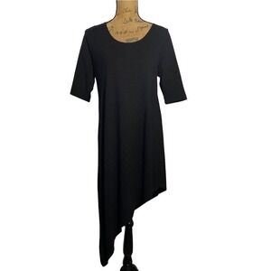 Bryn Walker Dress SMALL Black High Low Organic Cotton Bamboo USA Comfy Casual